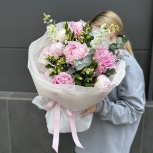 Букет Пионы/Альстромерия/Дельфиниум