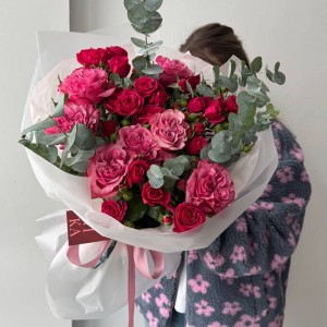                                                  Букет с пионовидной розой "Кантри Блюз"