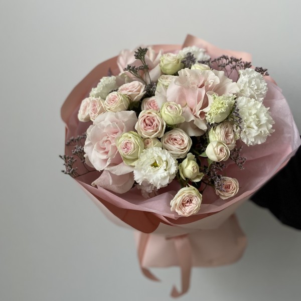  Букет из французских роз розовый 