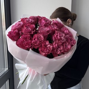                                                                                                                                                                                        Букет из пионовидных роз "Кантри Блюз" (19шт)