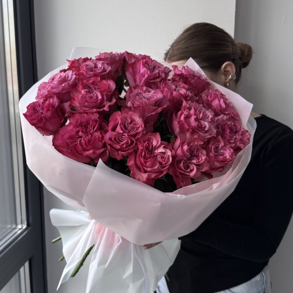                                                                                                               Букет из пионовидных роз "Кантри Блюз" (19шт)