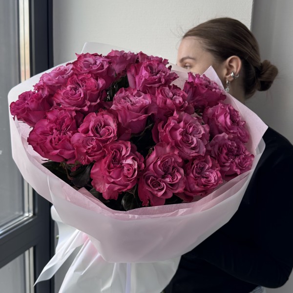                                                                                                               Букет из пионовидных роз "Кантри Блюз" (19шт)